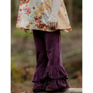 Persnickety Purple velvet double ruffle pants plum